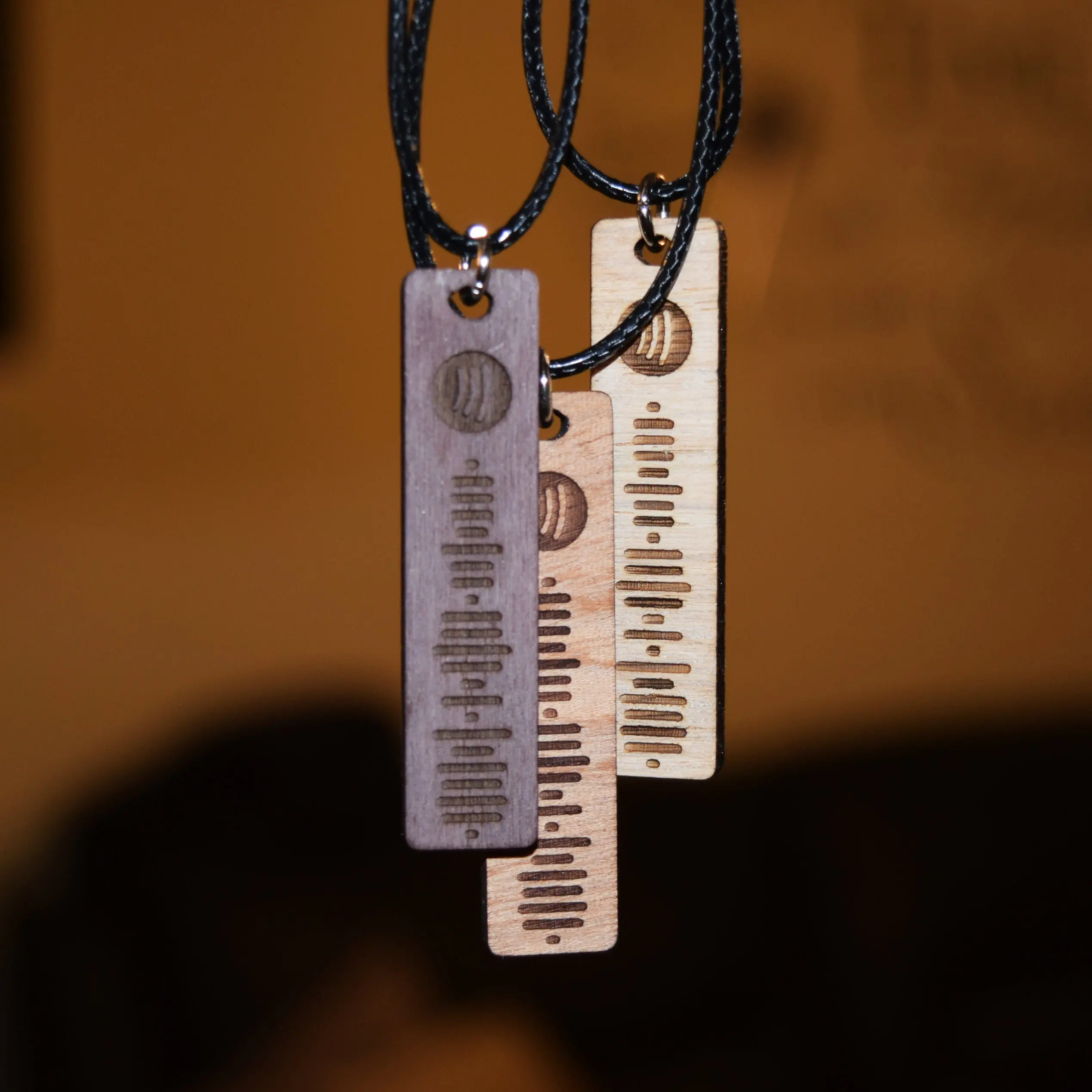 Spotify Scan Code Personalised Necklace, Made of Oak, Walnut or Mahogany, Boyfriend Girlfriend Necklace, Valentine's Day Gift, Pendant