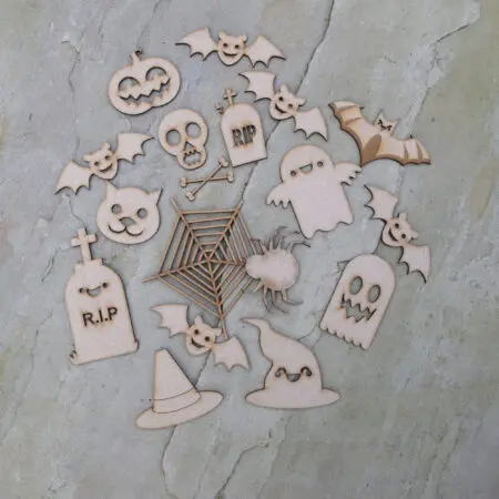 17 Fun Halloween Set, Embellishment 3mm MDF, Acrylic
