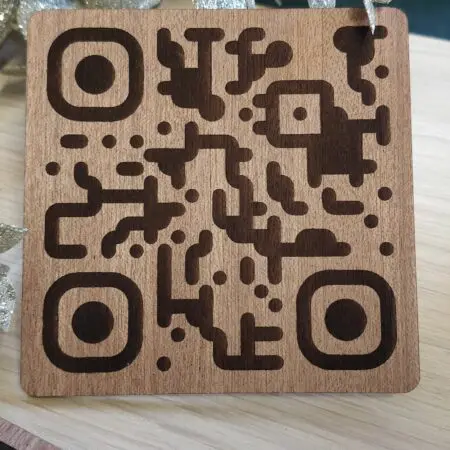 Alternative view of 30mm Square Wooden Custom QR Code Laser Engraved Table Tags, Restaurant, Clubs, Instagram, Facebook, Twitter, TikTok