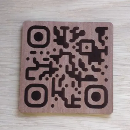 40mm Square Wooden Custom QR Code Laser Engraved Table Tags, Restaurant, Clubs, Instagram, Facebook, Twitter, TikTok