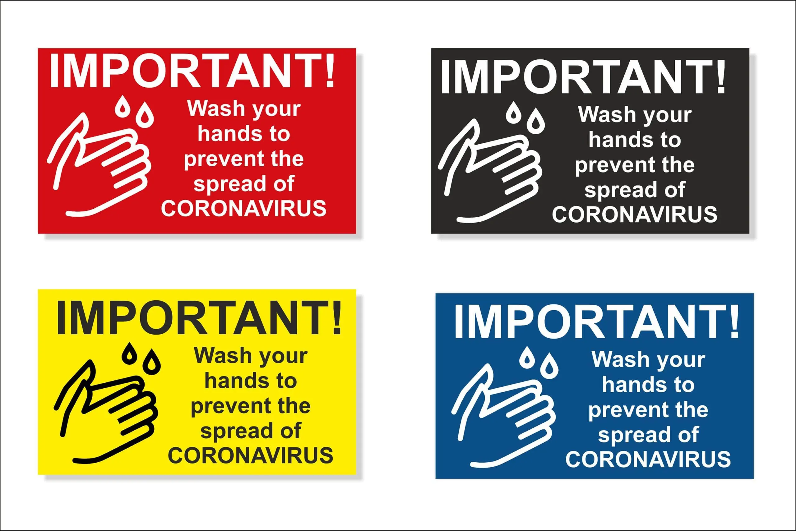 70mm x 120mm Covid Sign, Wash your hands to prevent Corona, 19, with Self-Adhesive back
