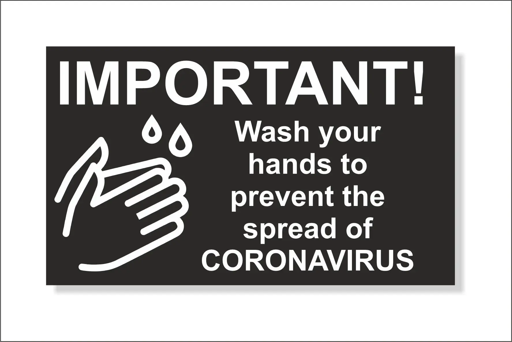 70mm x 120mm Covid Sign, Wash your hands to prevent Corona, 19, with Self-Adhesive back - Image 2
