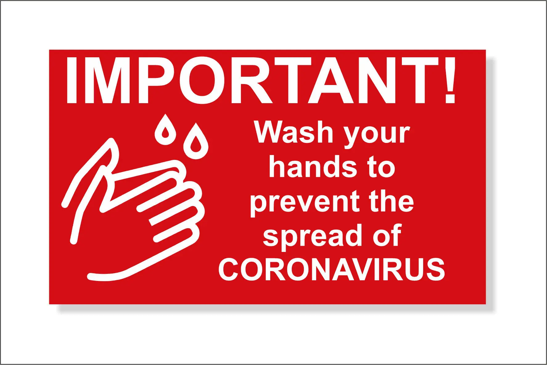 70mm x 120mm Covid Sign, Wash your hands to prevent Corona, 19, with Self-Adhesive back - Image 4