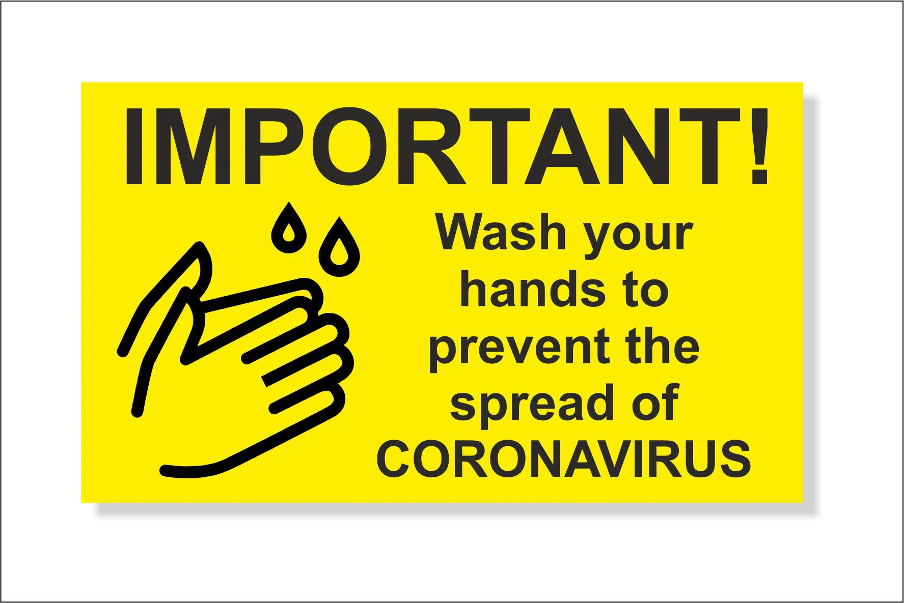 70mm x 120mm Covid Sign, Wash your hands to prevent Corona, 19, with Self-Adhesive back - Image 5