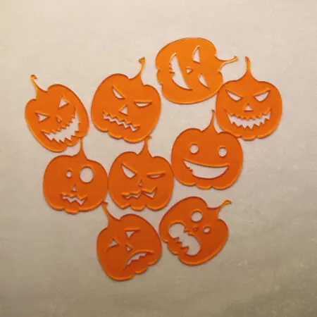 9 Halloween Pumpkin Set Embellishment 3mm MDF, Acrylic