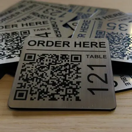 Alternative view of 90mm Square Custom QR Code and NFC Laser Engraved Smart Coaster, Table, Tags, Restaurant, Clubs, Instagram, Facebook, Twetter, TikTok