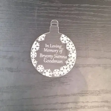 Acrylic Custom Text Christmas Personalised Bauble Tree Decoration Xmas Gift