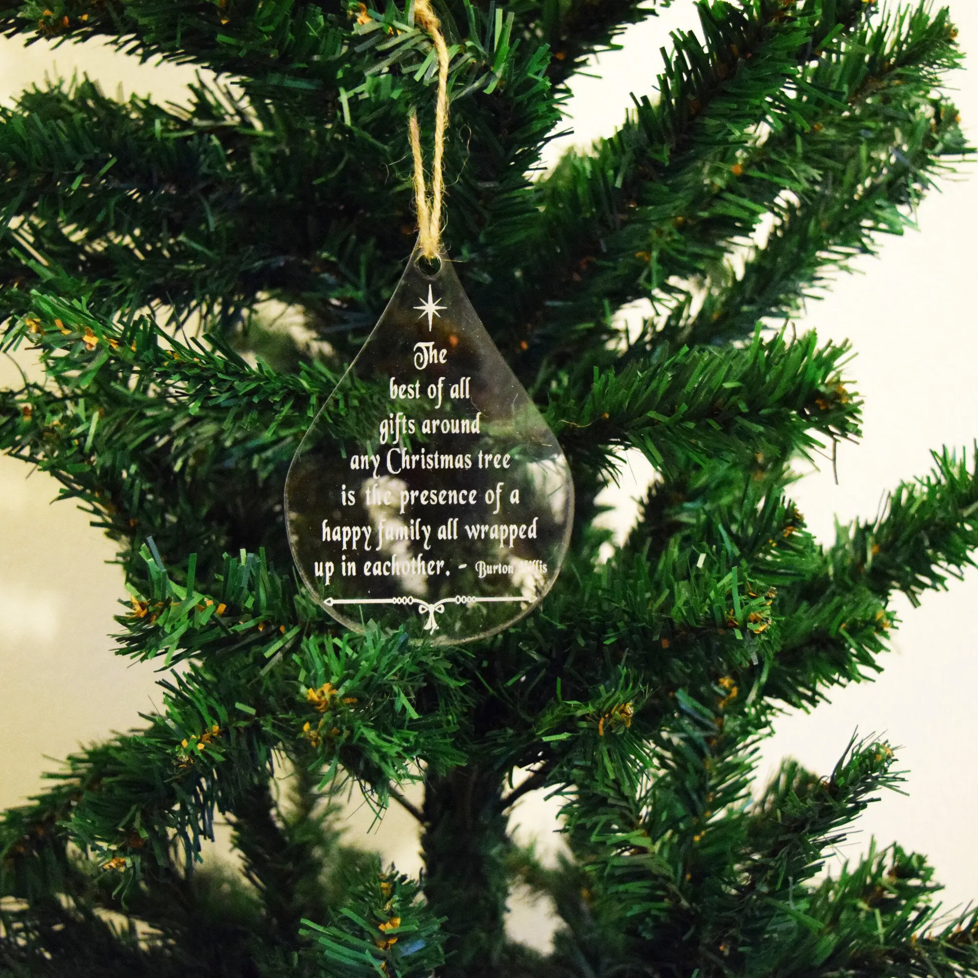 Bauble Christmas Decoration TeardropQuote 3mm Acrylic Perspex®