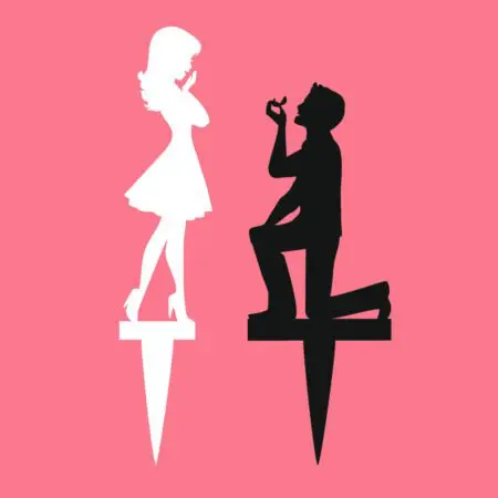 Alternative view of Black Fiance & White Fiancee Cake Toppers Engagement - high quality acrylic, 3mm thickness