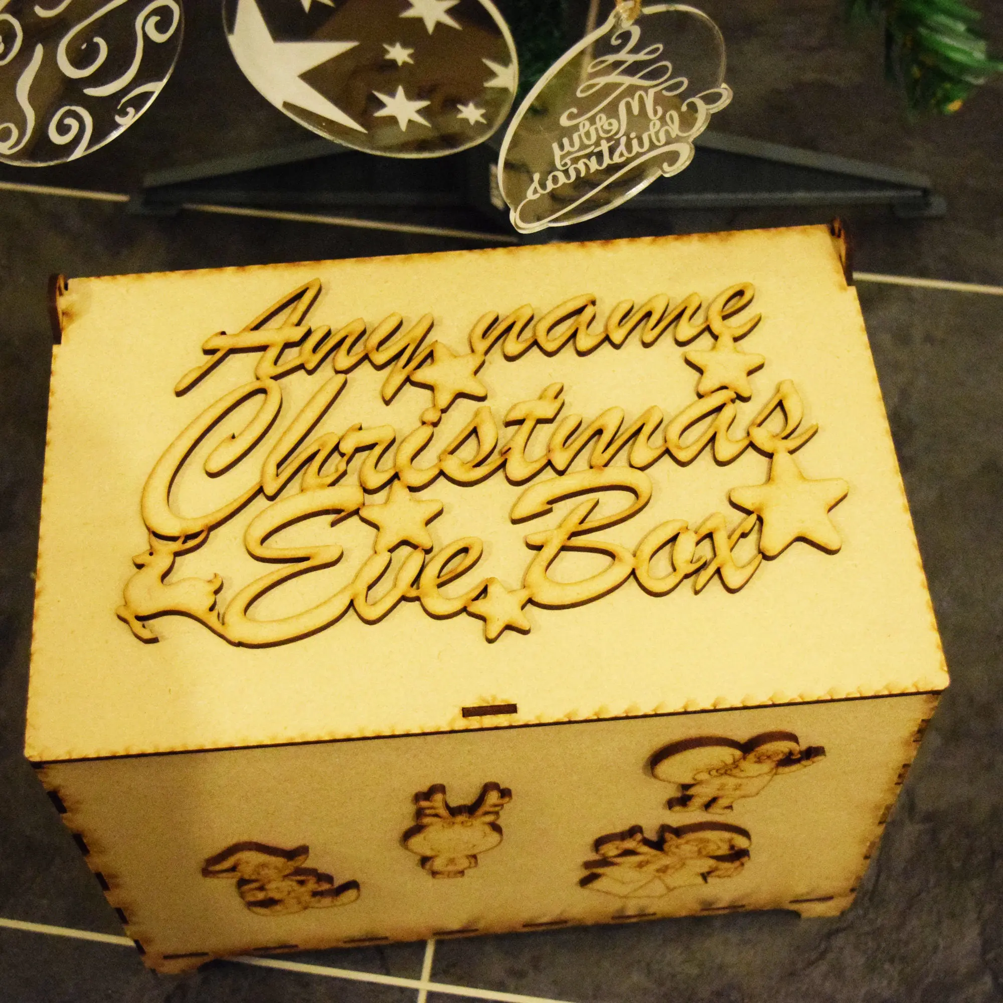 Christmas Eve Box, unpainted MDF,Flat pack, Topper