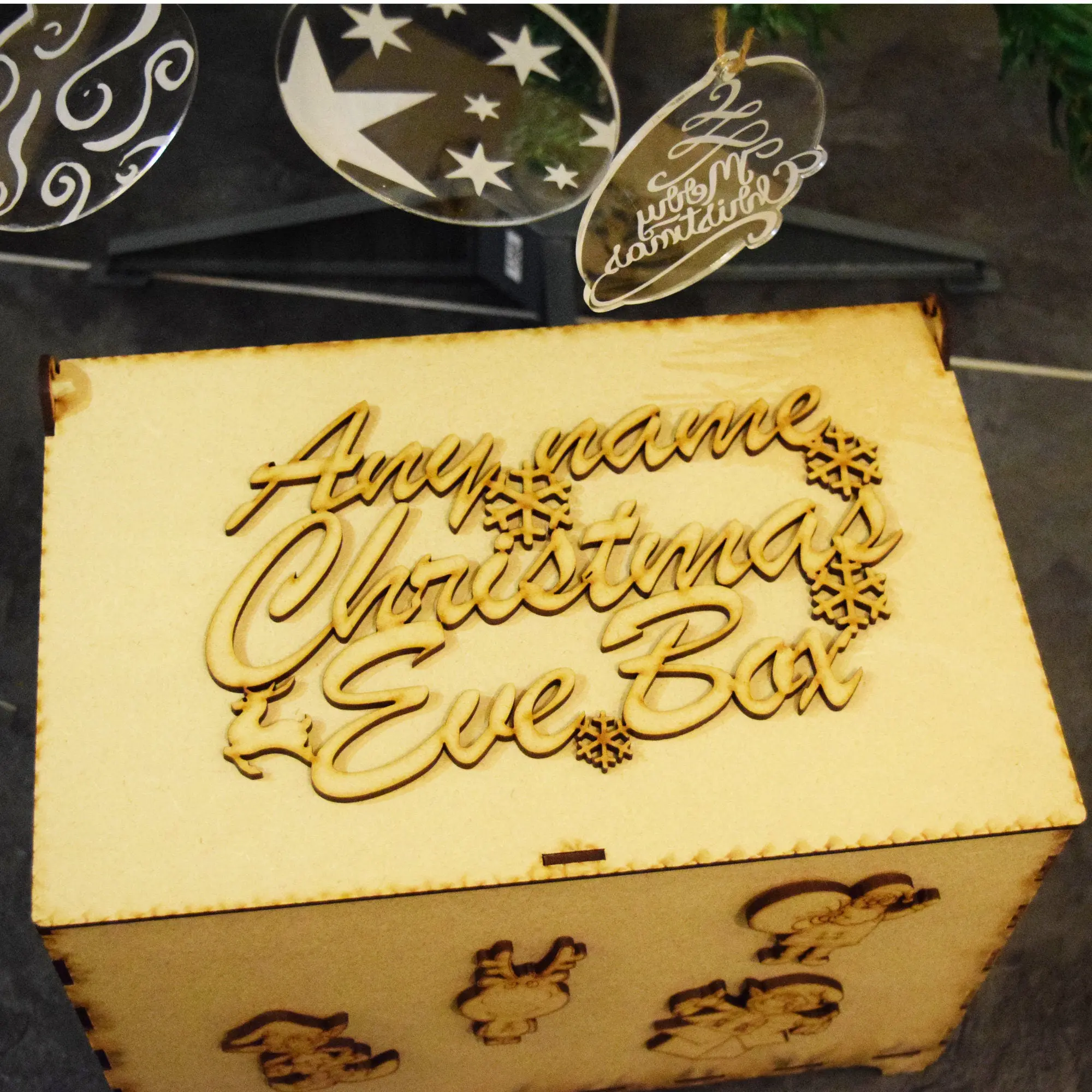 Christmas Eve Box, unpainted MDF,Flat pack, Topper - Image 2