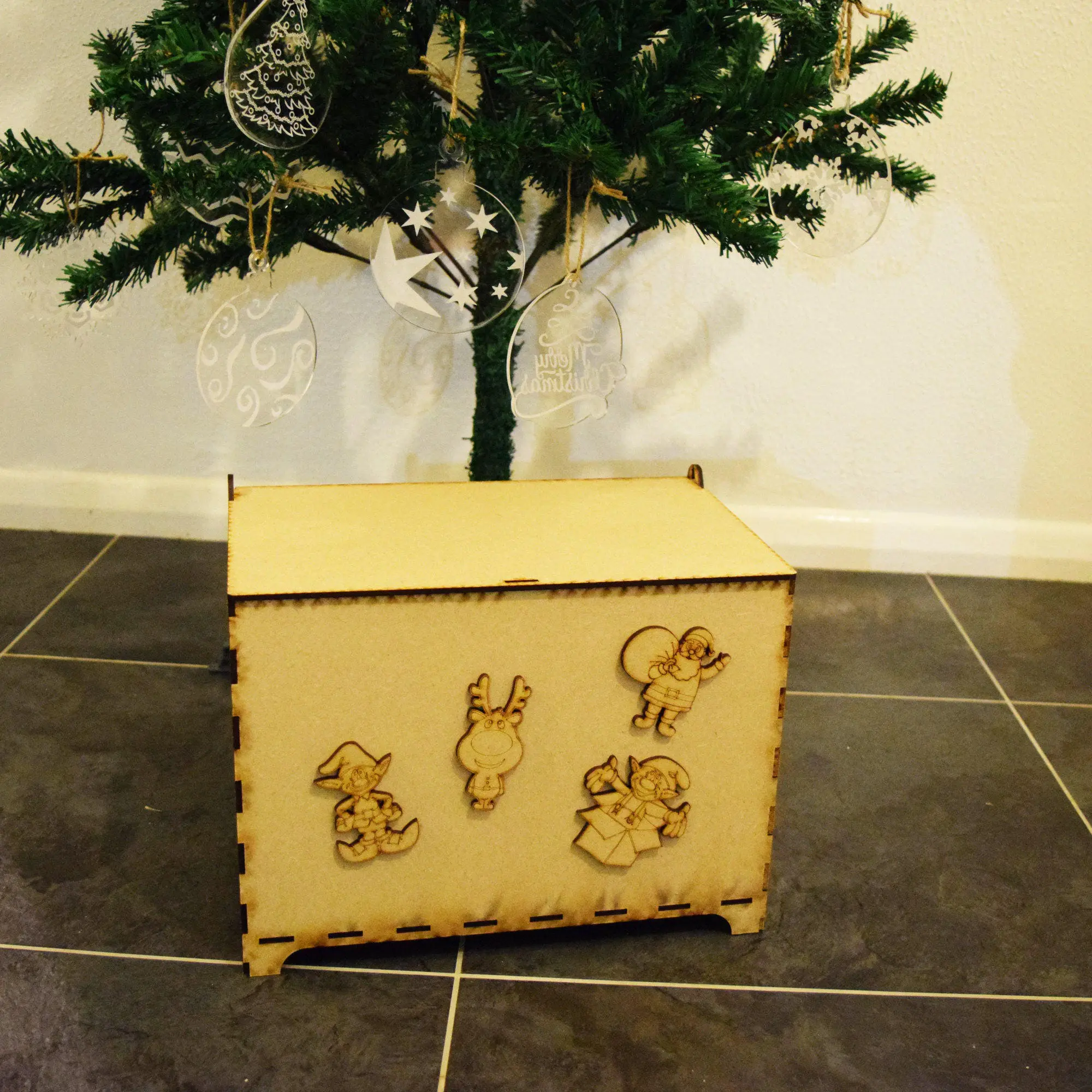Christmas Eve Box, unpainted MDF,Flat pack, Topper - Image 4