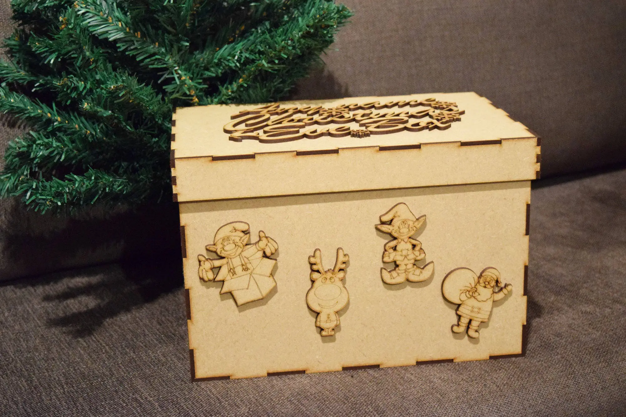 Christmas Eve Box, unpainted MDF,Flat pack, Topper