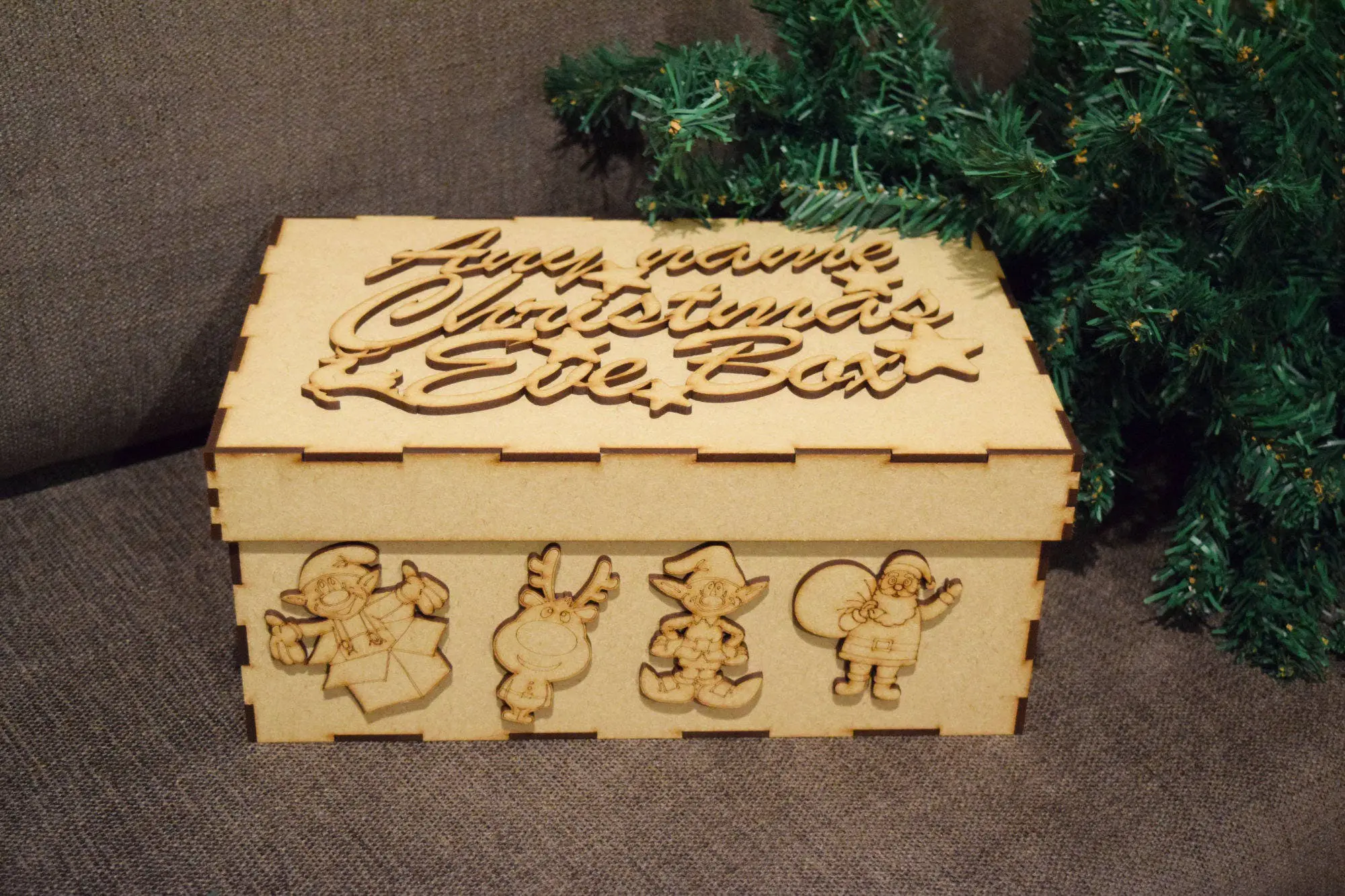 Christmas Eve Box, unpainted MDF,Flat pack, Topper - Image 3