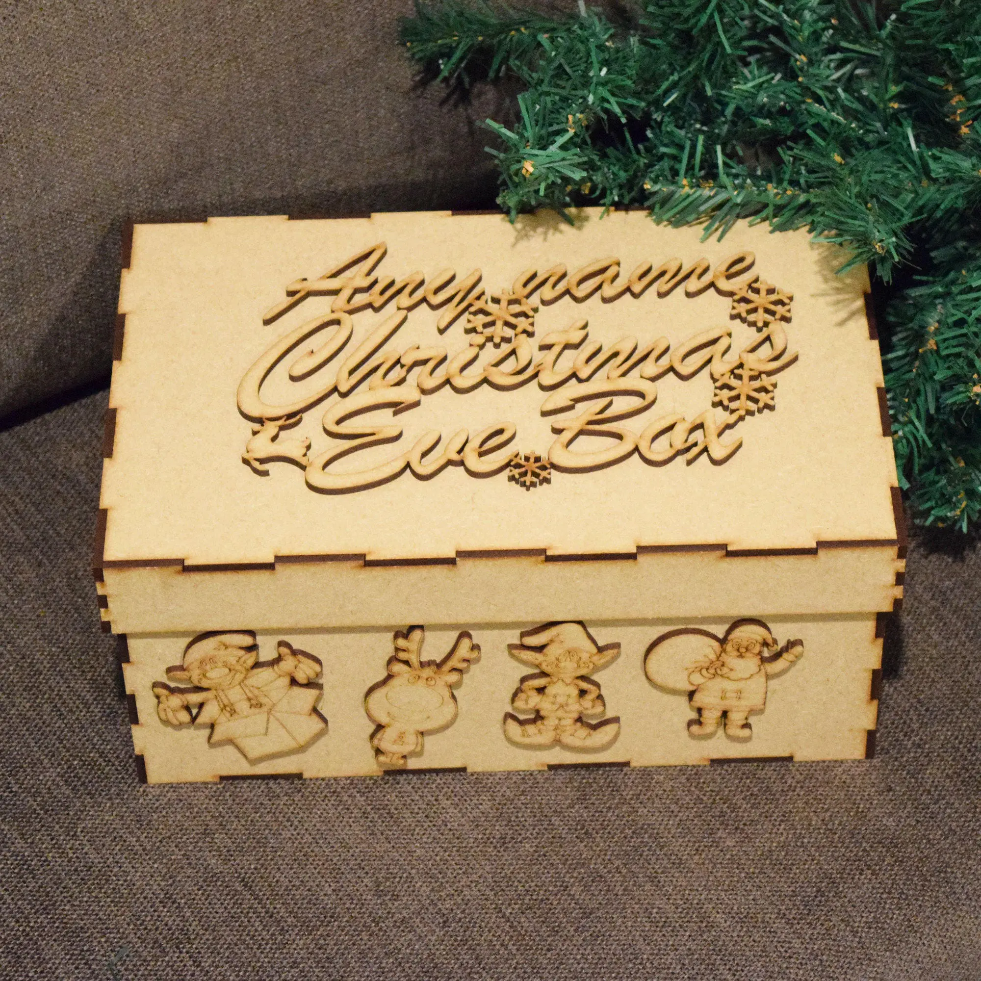 Christmas Eve Box, unpainted MDF,Flat pack, Topper - Image 4