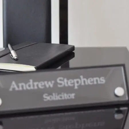 Alternative view of Contemporary Custom Engraved Acrylic Desk Name Plate, Desk Plaque, Office Plate With Stand