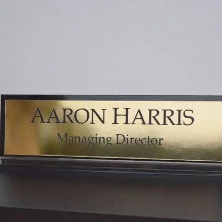 Alternative view of Double sided Stylish Personalised Executive Desk Name Plate, Custom Engraved Sign, Office Plaque