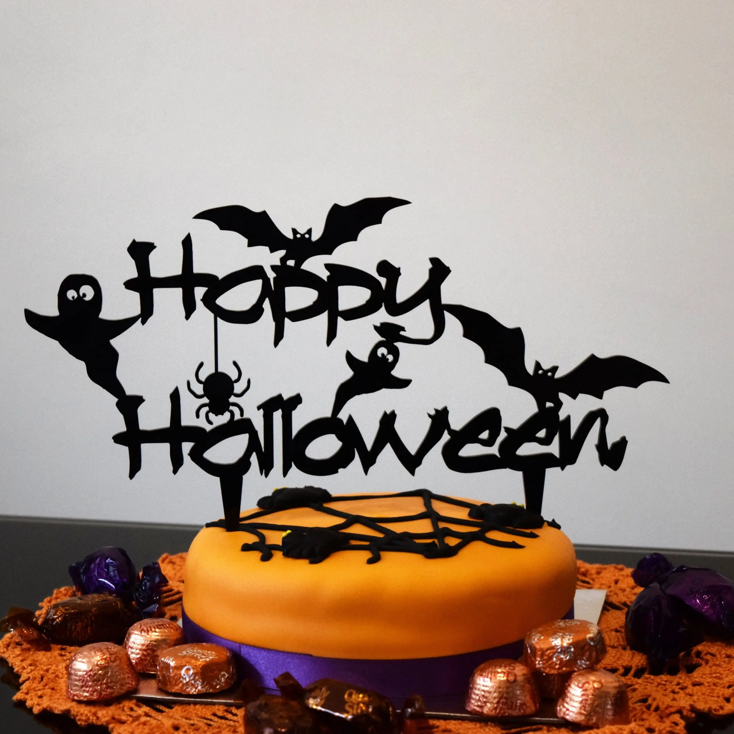 Ghost and Bat Cake Topper, Spooky Halloween Cake Topper, Halloween Party Decor - Image 2