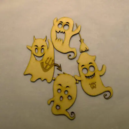 Halloween 4 Ghosts Set Embellishment 3mm MDF, Acrylic
