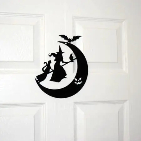 Halloween Door Decor Witch Cat Bird Bat and Moon, Halloween Wreath Ghost, Scary Bats, Halloween Party Decor