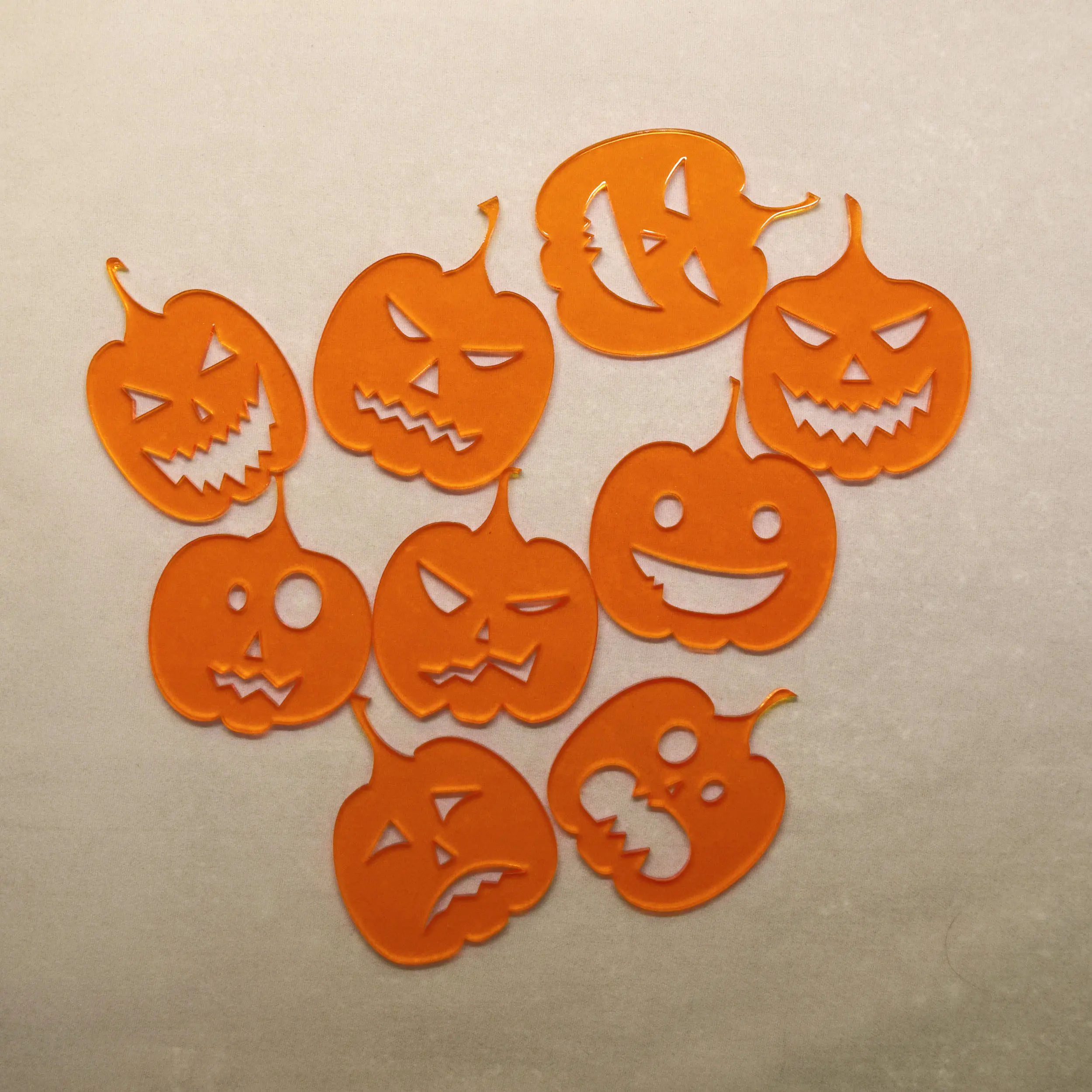 Halloween Pumpkin Set 9 off 55x70mm Embellishment 3mm MDF, Acrylic