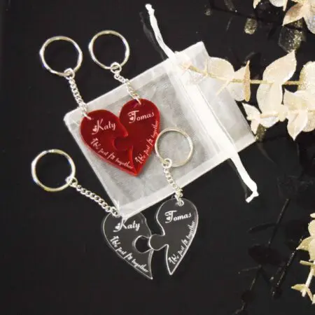 Alternative view of Heart Jigsaw Keyrings, Personalised Heart Keyrings, Puzzle piece keyring, Gift For Couples, Valentine, Birthday, Anniversary