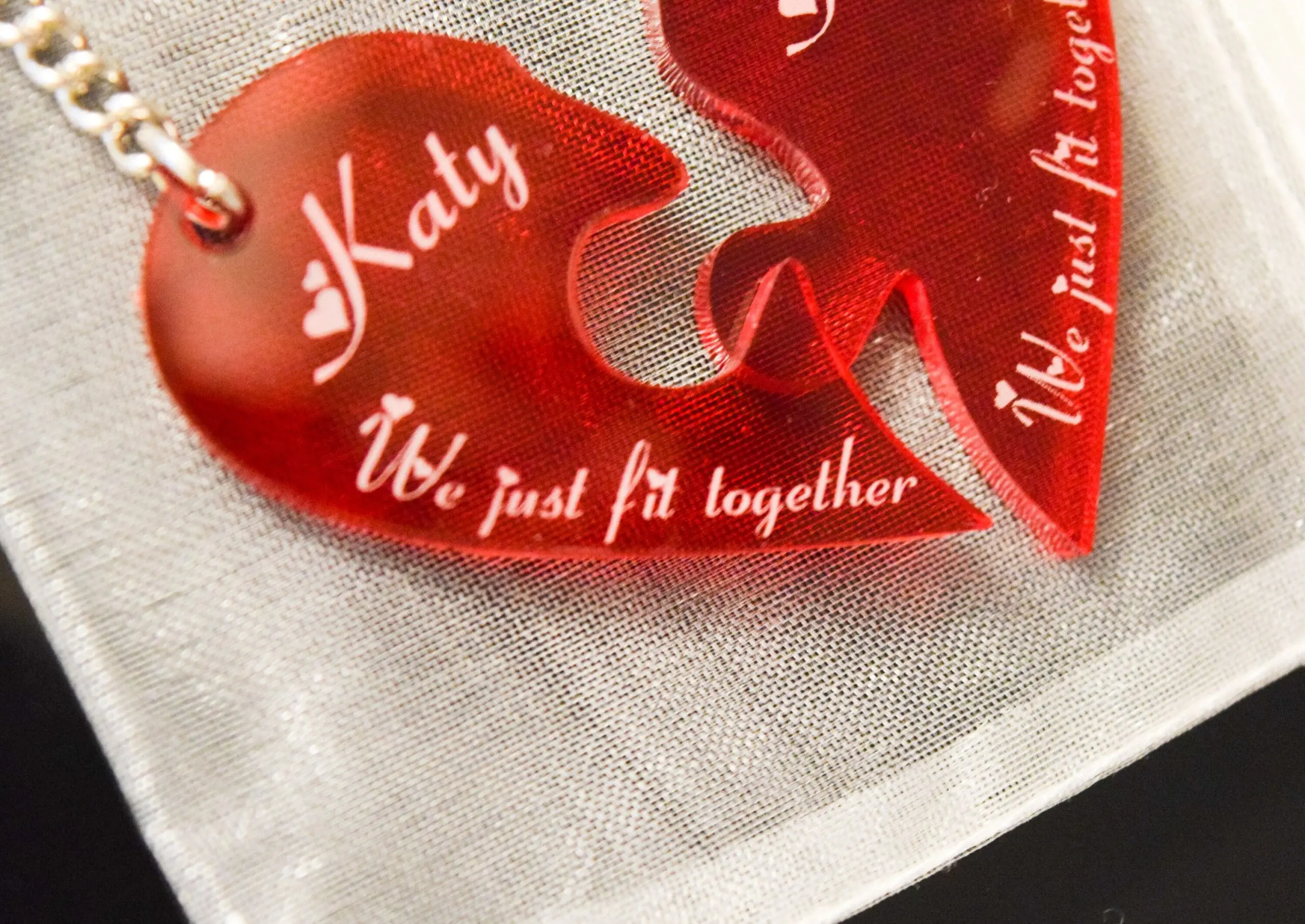 Heart Jigsaw Keyrings, Personalised Heart Keyrings, Puzzle piece keyring, Gift For Couples, Valentine, Birthday, Anniversary - Image 4