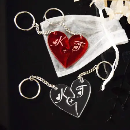 Heart Jigsaw Keyrings, Personalised Initial Valentines Keyrings, Puzzle piece keyring, Gift For Couples, Valentines Birthday Anniversary