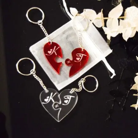 Alternative view of Heart Jigsaw Keyrings, Personalised Initial Valentines Keyrings, Puzzle piece keyring, Gift For Couples, Valentines Birthday Anniversary