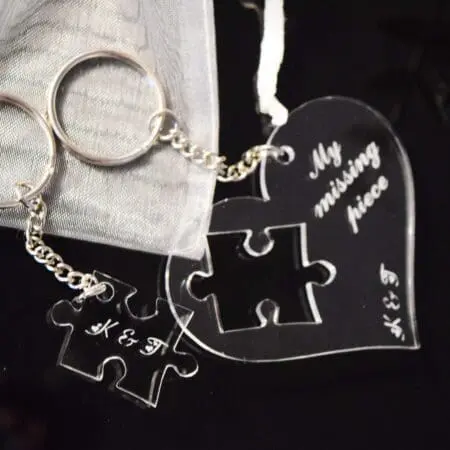 Heart Jigsaw Keyrings, Personalised Valentines Keyrings, Initial Keyrings, Gift For Couples, Valentines Birthday Anniversary Gift