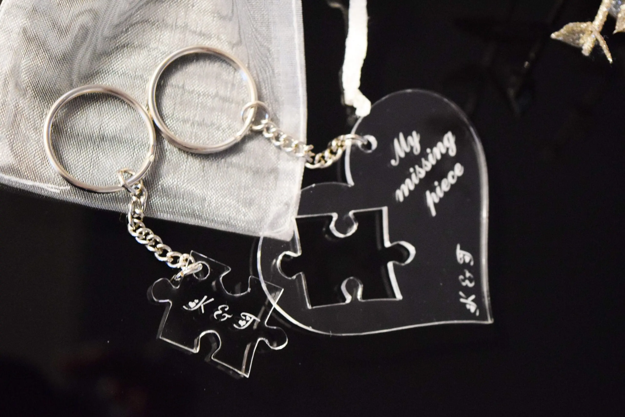 Heart Jigsaw Keyrings, Personalised Valentines Keyrings, Initial Keyrings, Gift For Couples, Valentines Birthday Anniversary Gift