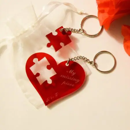 Alternative view of Heart Jigsaw Keyrings, Personalised Valentines Keyrings, Initial Keyrings, Gift For Couples, Valentines Birthday Anniversary Gift