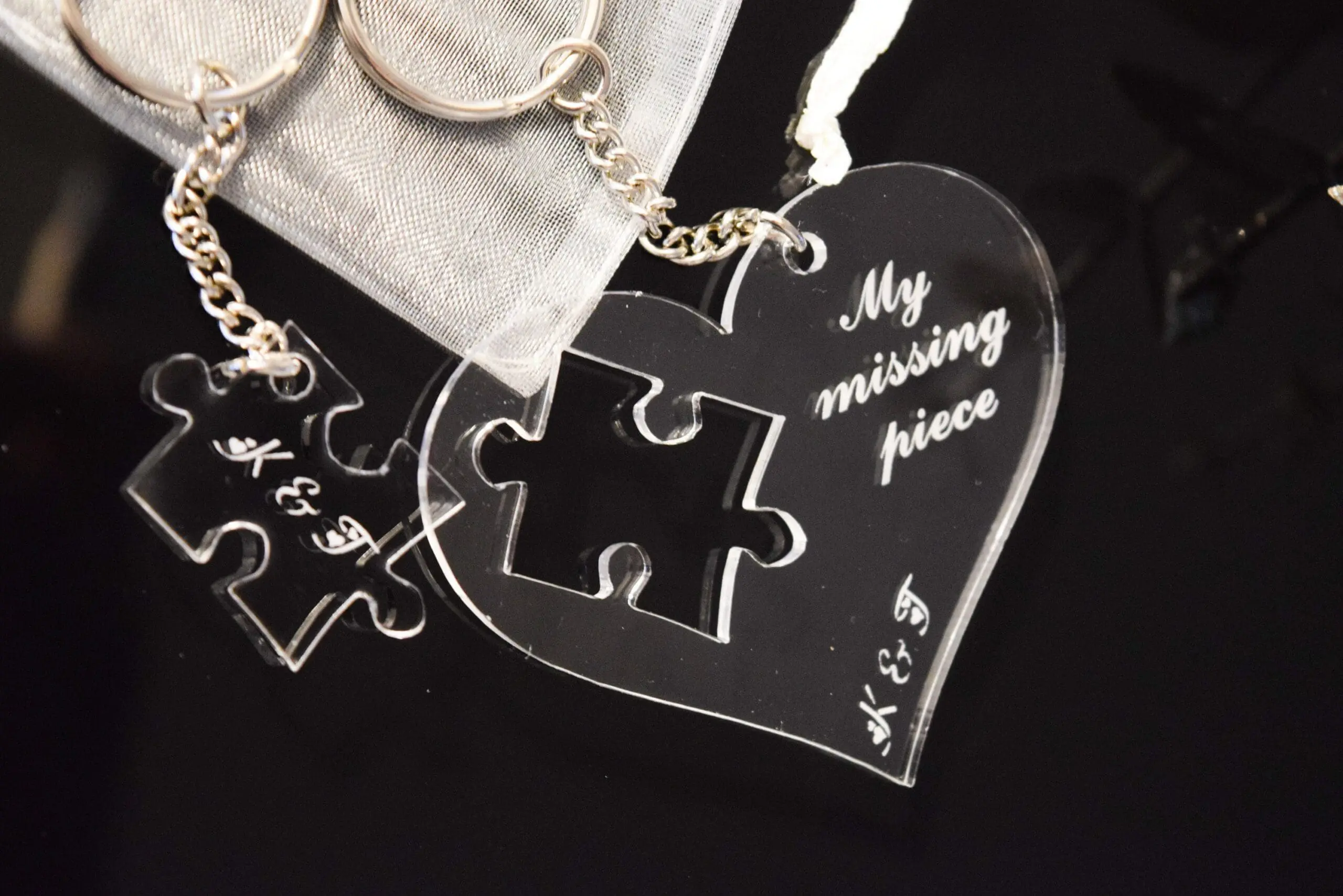 Heart Jigsaw Keyrings, Personalised Valentines Keyrings, Initial Keyrings, Gift For Couples, Valentines Birthday Anniversary Gift - Image 3