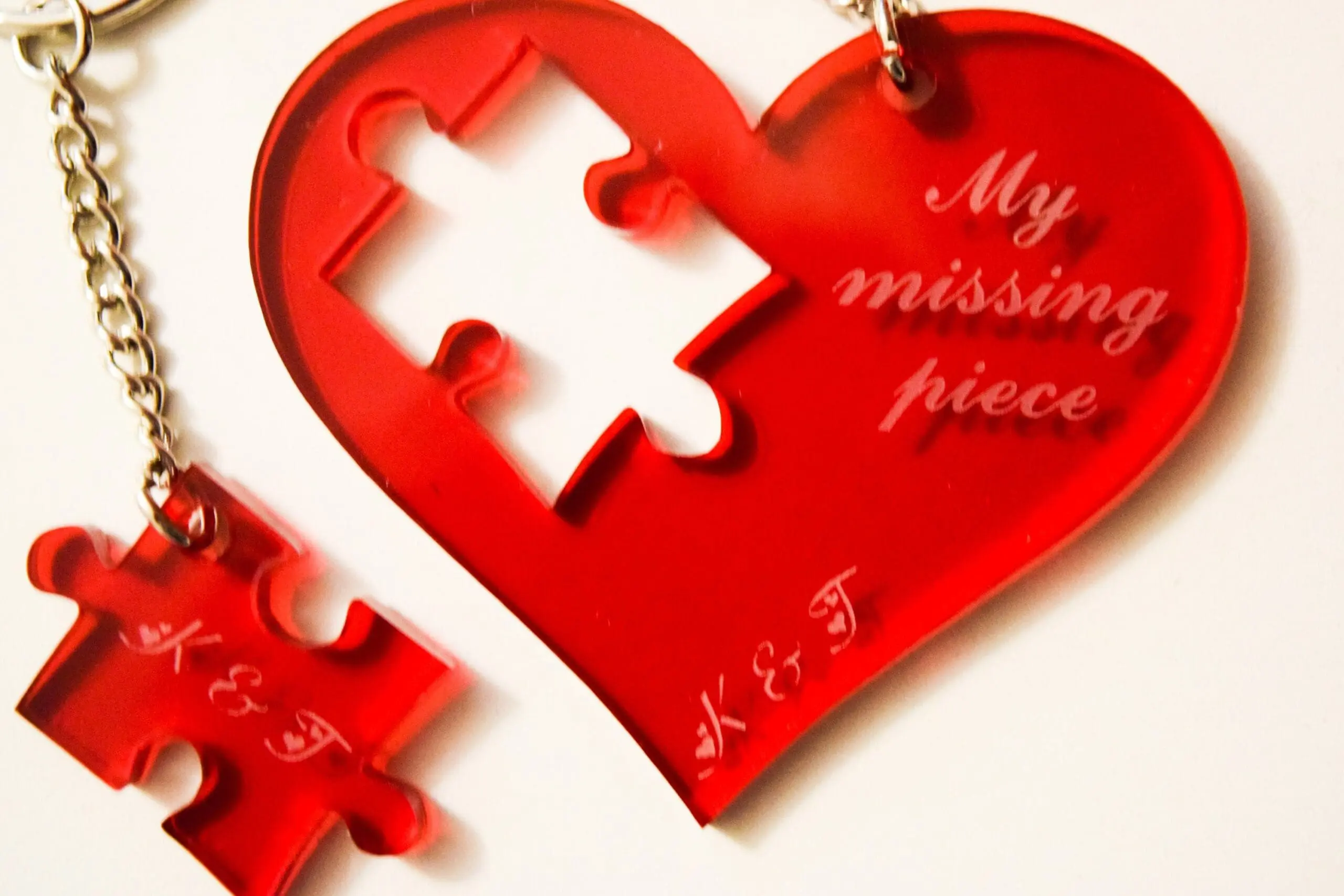 Heart Jigsaw Keyrings, Personalised Valentines Keyrings, Initial Keyrings, Gift For Couples, Valentines Birthday Anniversary Gift - Image 4