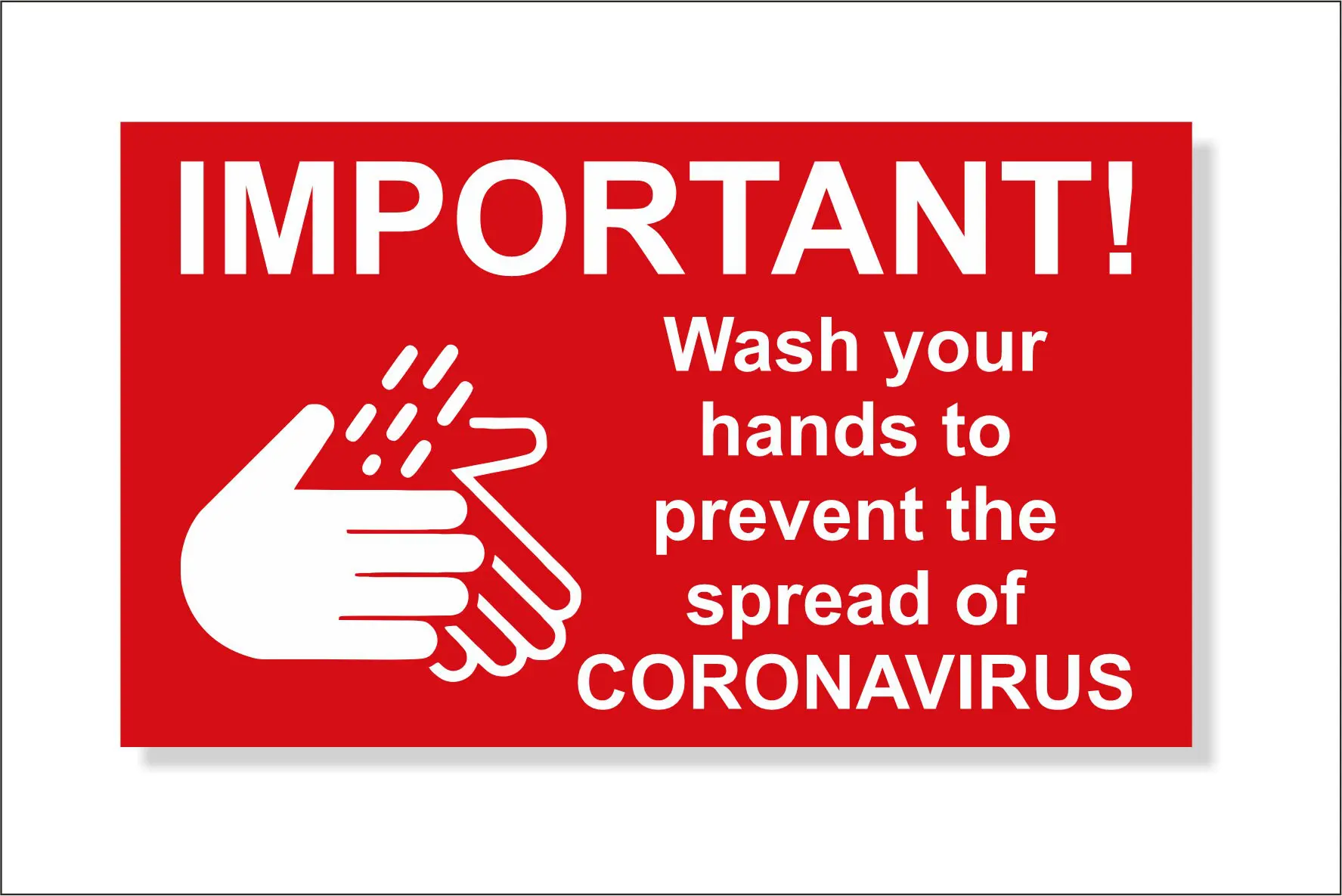 IMPORTANT! Wash your hands to prevent Corona, 19, 70mm x 120mm Covid Sign with Self-Adhesive back - Image 4