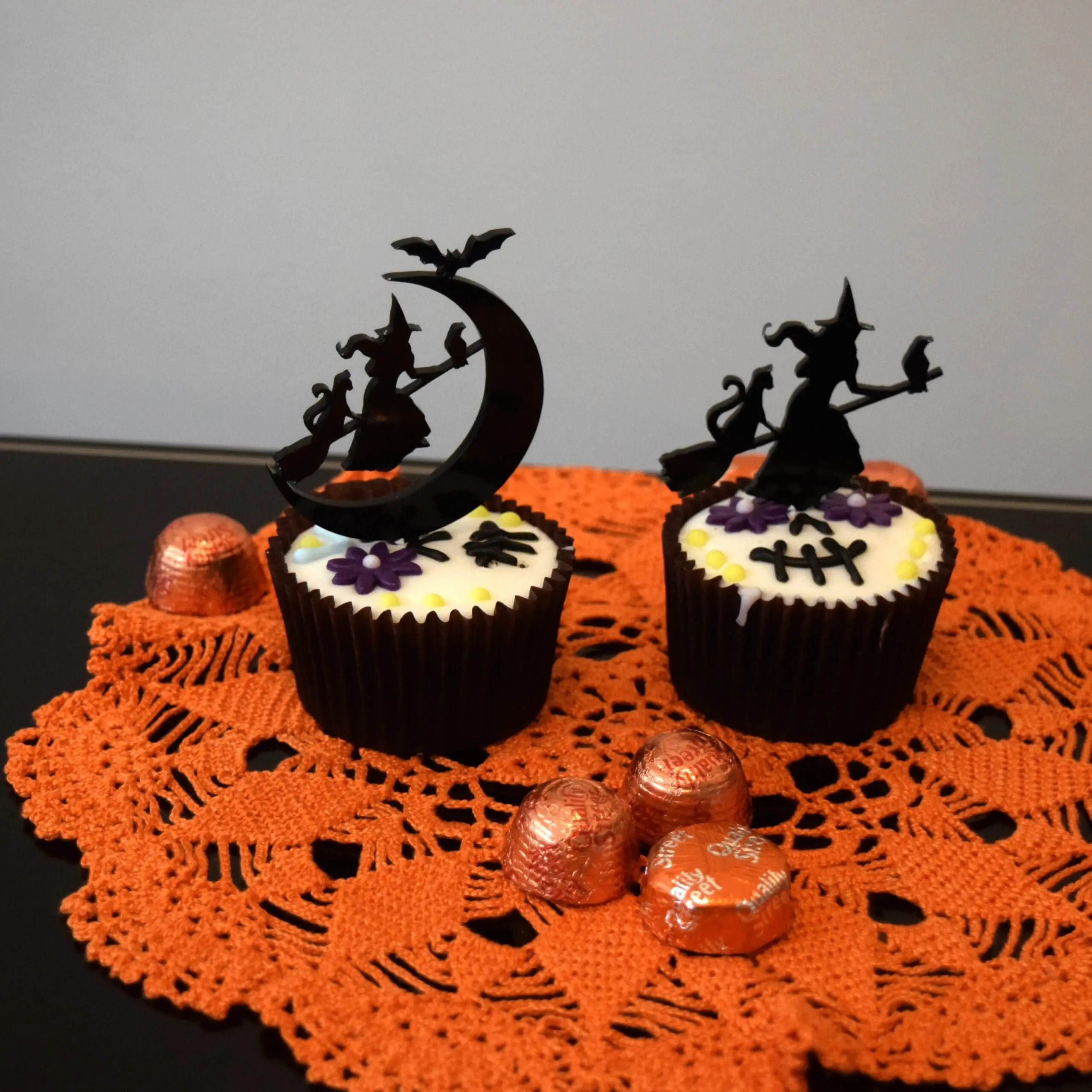 Mixed Cupcake Topper, Spooky Halloween Cupcake Topper, Halloween Party Decor, Pumpkin, Witch - Image 2
