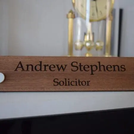 Alternative view of Modern Custom Engraved Solid Wood Desk Nameplate, Desk Plaque, Office Plate With Stand