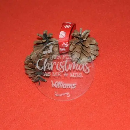 Alternative view of Personalised Christmas Bauble, Acrylic Christmas Trinket, X-mas Gift, Bauble Our First Christmas, Christmas Tree Decoration