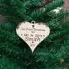 Personalised Heart Bauble Our First Christmas, Mr & Mrs Heart Decoration, Wooden Heart, Christmas Love, Merry Christmas, OAK Veneer