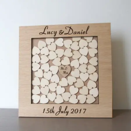 Alternative view of Personalised Rustic Wedding Dropbox, Wooden Guest Book, Hearts, Oak