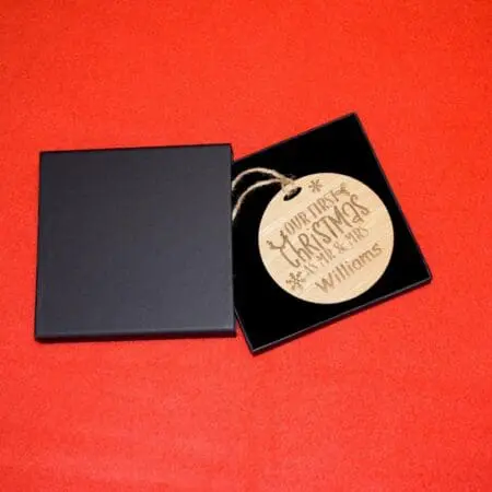 Alternative view of Personalised Wooden Christmas Bauble, Wooden Christmas Trinket, X-mas Gift, Bauble Our First Christmas, Christmas Tree Decoration