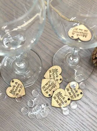 Personalised Wooden Hearts rustic Table Decorations favors vintage wedding favors for guests