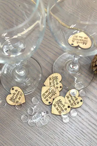 Personalised Wooden Hearts rustic Table Decorations favors vintage wedding favors for guests