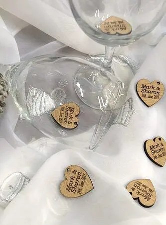 Alternative view of Personalised Wooden Hearts rustic Table Decorations favors vintage wedding favors for guests