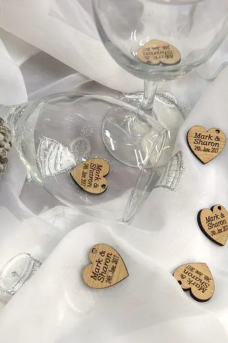 Personalised Wooden Hearts rustic Table Decorations favors vintage wedding favors for guests - Image 2