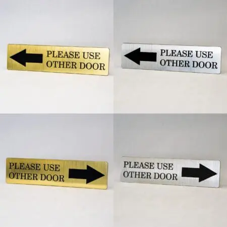 Please Use Other Door Engraved with Arrow Home, Store or Office Plastic Sign 2.7" High x11.8" Wide / 7cm x 30cm