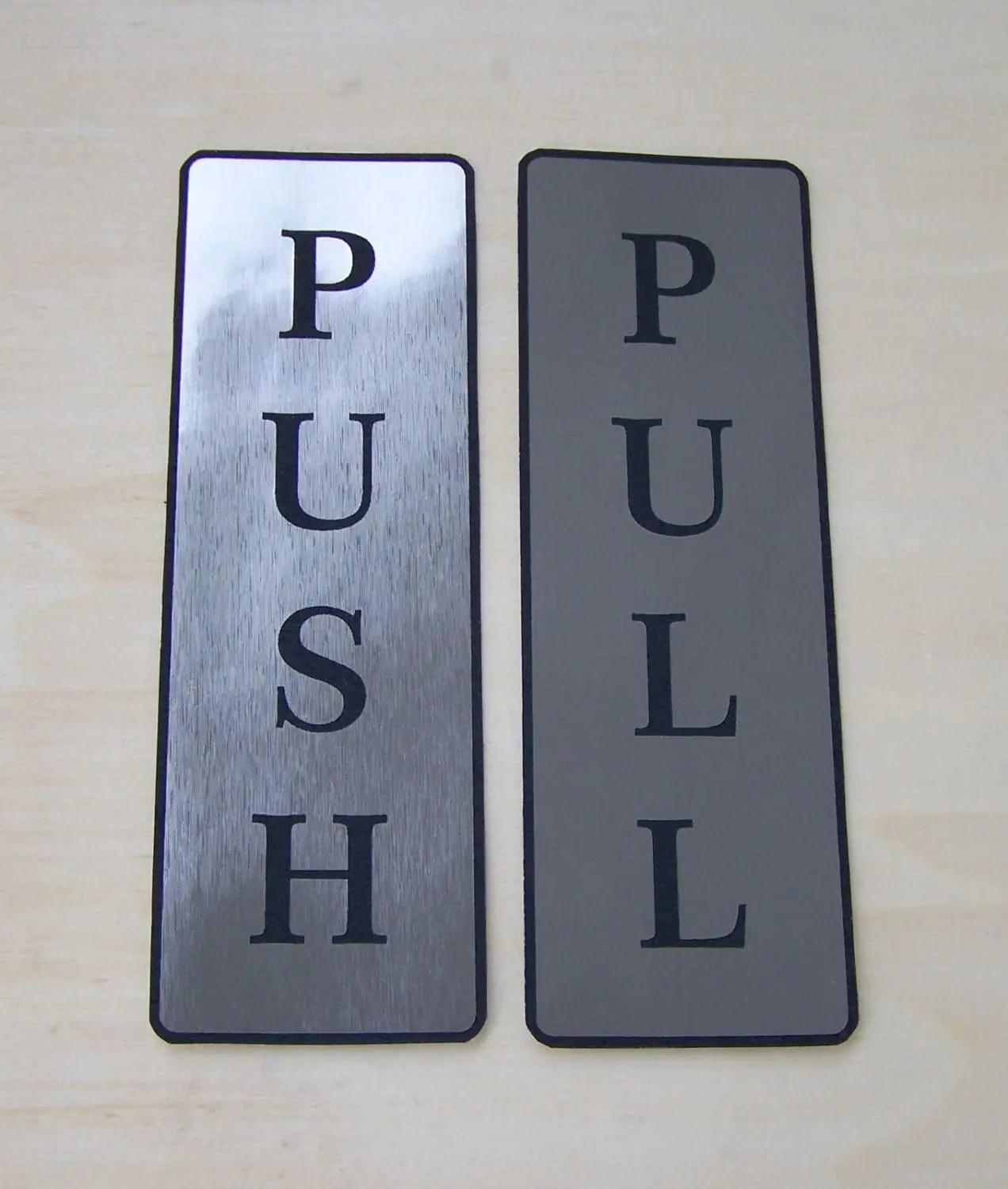 Push and Pull Front Door Sign Laser Engraved Sticker Silver & Gold - Set