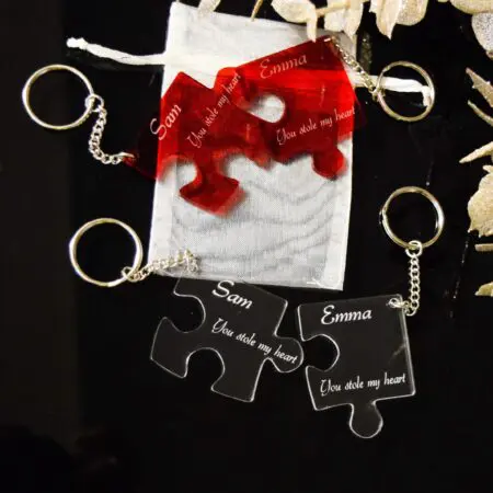 Puzzle piece keyring, Heart Jigsaw Keyrings, Personalised Heart Keyrings, Gift For Couples, Valentine, Birthday, Anniversary