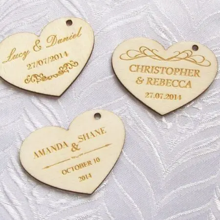 Save the date, Personalised Wedding Hearts Custom Laser Engraved Wooden Table Decorations