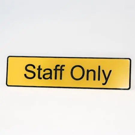 STAFF ONLY Laser Engraved Home, Store, Restaurant, Club Plastic Sign 1.5"x 6"